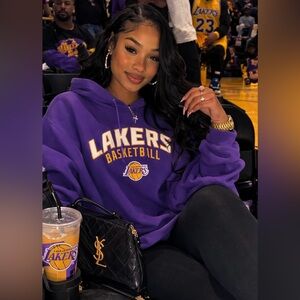 LA Lakers Hoodie by Adidas L, women’s XL purple, embroidered Lakers logo